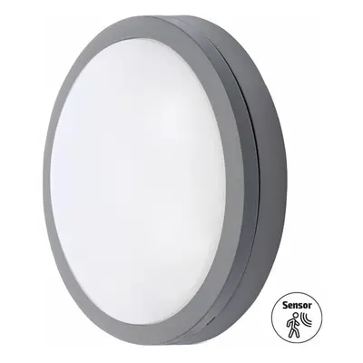 Solight LED venkovní osvětlení se senzorem Siena, šedé, 20W, 1500lm, 4000K, IP54, 23cm WO781-G-M