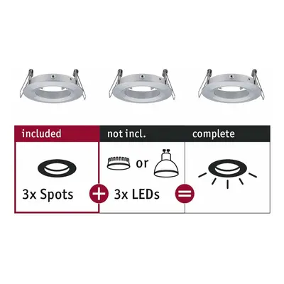 PAULMANN Vestavné svítidlo Choose spot 3ks nevýklopné max. 3x10W hliník broušený 230V 924.84