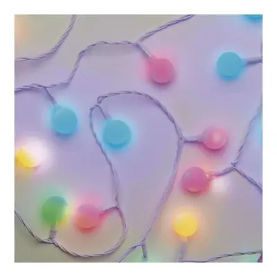 EMOS LED světelný cherry řetěz – kuličky 2,5 cm, 4 m, venkovní i vnitřní, multicolor, časovač D5