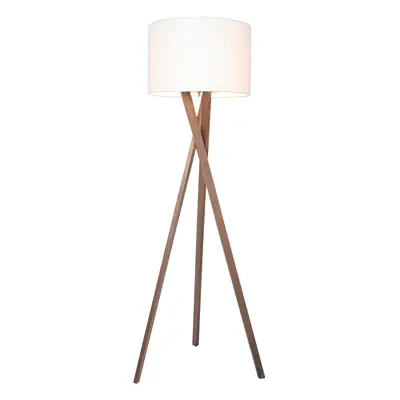 Sessak Přírodní stojací lampa Vega na trojnožce - pr. 45 x 160 mm, 60 W, ořech a bílé stínítko S