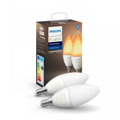 PHILIPS HUE Hue White Ambiance Bluetooth LED žárovka E14 set 2ks 87195143567332 2x4W 2x470lm 220