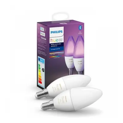 PHILIPS HUE Hue White and Color Ambiance Bluetooth LED žárovka E14 set 2ks 8719514356719 2x4W 2x