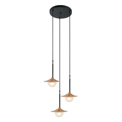 ACA Lighting závěsné svítidlo 3XG9 mosaz/černý kov + sklo D45XH106CM LAYLA HL4313P35BB