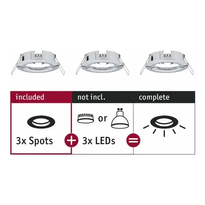 PAULMANN Vestavné svítidlo Choose sada 3ks spot nevýklopné max. 3x 10W chrom 230V 924.82