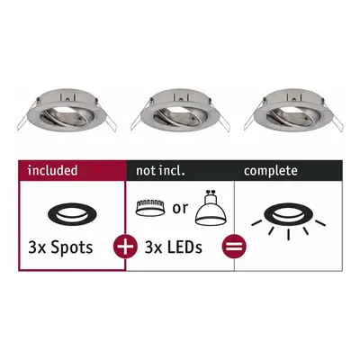 PAULMANN Vestavné svítidlo Choose spot 3ks výklopné max. 3x10W kov kartáčovaný 230V 924.85