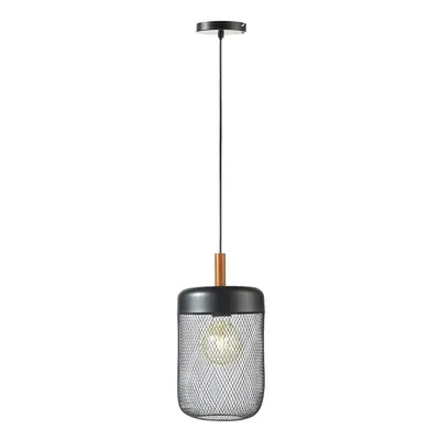 ACA Lighting závěsné svítidlo 1XE27 dřevo+ černá kov D20XH154CM PAROT TF501P20BK