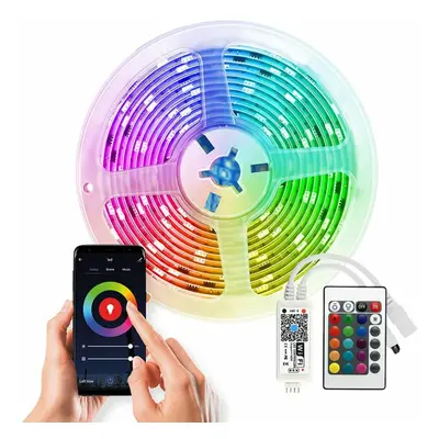 Solight wifi Smart LED světelný pás, RGB, 5m, sada s adaptérem a dálkovým ovladačem WM57