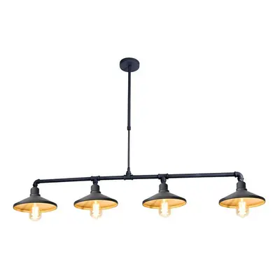 ACA Lighting závěsné svítidlo 4XE27 černá+zlatý kov 130X22XH92CM PIPE AR4174P130BG