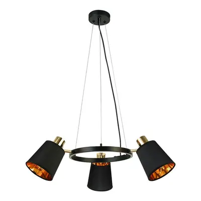 ACA Lighting závěsné svítidlo 3XE14 černý kov + stínítko D63XH100CM NORMA EG213P63BK