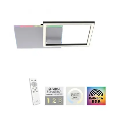 LEUCHTEN DIREKT is JUST LIGHT LED stropní svítidlo hranaté hliník CCT stmívatelné Rainbow RGB 27