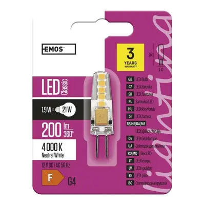 EMOS LED žárovka Classic JC A++ 2W G4 neutrální bílá 1525735401