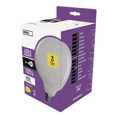 EMOS LED žárovka Filament Globe / E27 / 11 W (100 W) / 1 521 lm / neutrální bílá ZF2161