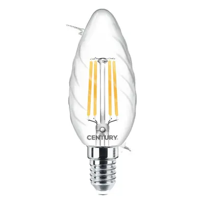 CENTURY LED FILAMENT CANDLE kroucená ČIRÁ 6W E14 2700K 360d