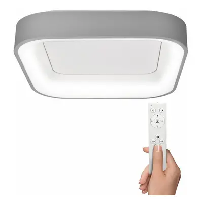 Solight LED stropní světlo čtvercové Treviso, 48W, 2880lm, stmívatelné, dálkové ovládání, šedá W