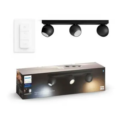 Philips HUE WA Buckram bodové LED svítidlo 3x GU10 5W 350lm 2200-6500K IP20, černé + ovladač