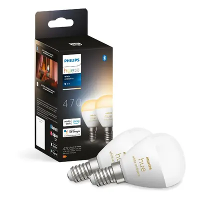 Philips HUE SET 2x WA LED Luster žárovka E14 5,1W 470lm 2200-6500K IP20, stmívatelné