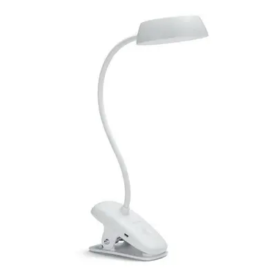 Philips Donutclip stolní LED lampa na klip 1x3W 175lm 4000K IP20 USB, krokové stmívání, bílá