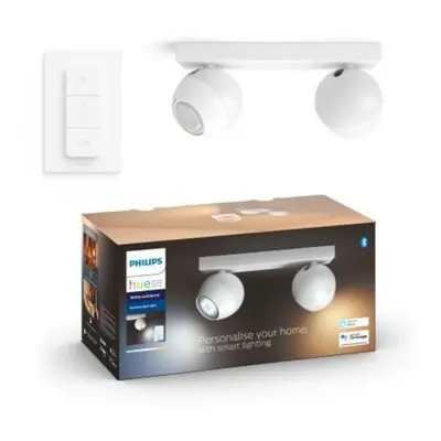 Philips HUE WA Buckram bodové LED svítidlo 2x GU10 5W 350lm 2200-6500K IP20, bílé + ovladač