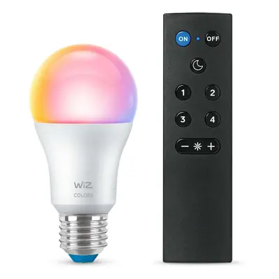 WiZ SET 1x LED žárovka E27 A60 8W (60W) 806lm 2200-6500K RGB IP20, stmívatelná + ovladač