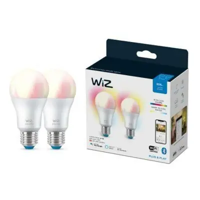 WiZ SET 2x LED žárovka E27 A60 8W (60W) 806lm 2200-6500K RGB IP20, stmívatelná