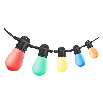 Ecolite LED párty řetěz 15xS14/0,6W 230V RGBW IP66 délka 14m + 7,5m přívodní kabel dálkové ovlád