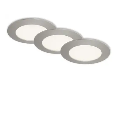 BRILONER 3ks sada LED vestavné svítidlo, pr. 12 cm, 8 W, matný nikl IP44 BRI 7284-032