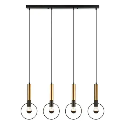 ACA Lighting závěsné svítidlo 4XE27 mosaz/černý kov 93X18XH116CM MIRACOLO HL39974P94BB