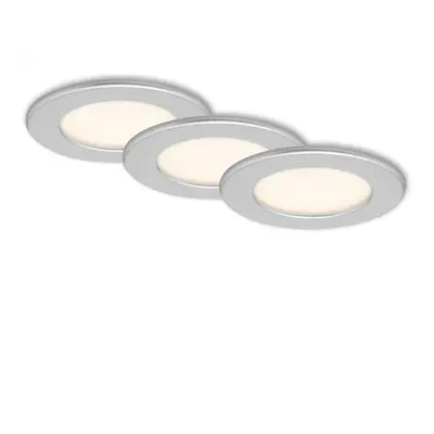 BRILONER 3ks sada LED vestavné svítidlo, pr. 11,5 cm, 6 W, matný chrom IP44 BRI 7053-034