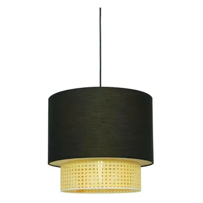 ACA Lighting závěsné svítidlo 2XE27 NISYROS černá textil+ratan D40xH150CM TF20832PB