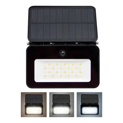 Solight LED solární reflektor se senzorem, 6W, 660lm, 3CCT, Li-Ion, černá WL913