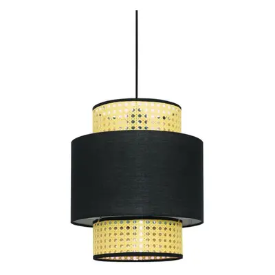 ACA Lighting závěsné svítidlo 1XE27 NISYROS černá textil+ratan D30XH150CM TF20831PB