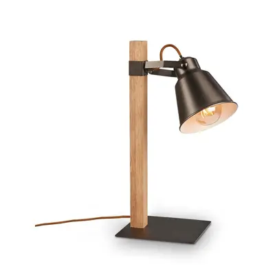 BRILONER Stolní lampa, 20 cm, max. 25 W, šedá-dřevo BRILO 7406-014