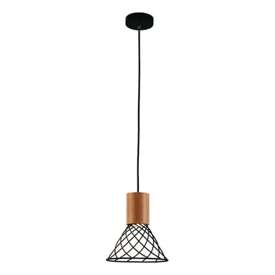 ACA Lighting závěsné svítidlo 1xGU10 TORNADE kov černá + dřevo D20X120CM OD95311PB