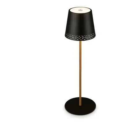 BRILONER LED nabíjecí stolní lampa 38 cm 2,6 W 280lm černá-dřevo IP44 BRILO 7438-114