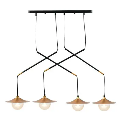 ACA Lighting závěsné svítidlo 4XG9 mosaz/černý kov + sklo 97X20XH128CM LAYLA HL4314P96BB