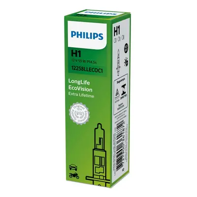 Philips H1 12V 55W P14,5s LongLife EcoVision 1ks 12258LLECOC1