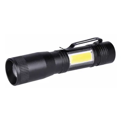 Solight LED kovová svítilna, 150 +60lm, 3W + COB, AA, černá WL115