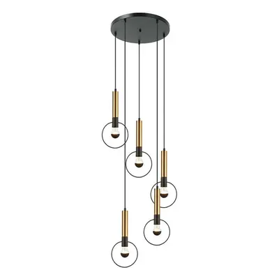 ACA Lighting závěsné svítidlo 5XE27 mosaz/černý kov D53XH176CM MIRACOLO HL39975P53BB