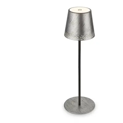 BRILONER LED nabíjecí stolní lampa 38 cm 2,6W 280lm antická stříbrná IP44 BRILO 7438-214