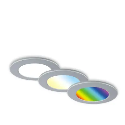 BRILONER RGB-CCT LED vestavná svítidla sada, pr.9,2 cm, 3x LED, 4,8 W, 450 lm, matný chrom IP65 