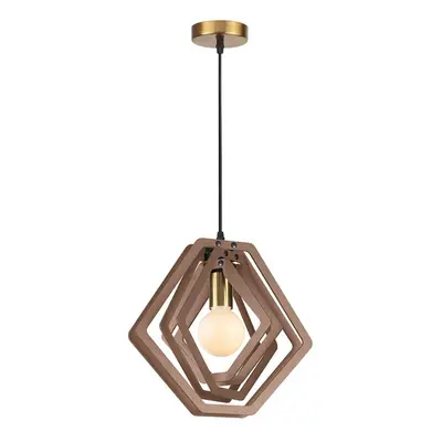 ACA Lighting závěsné svítidlo 1XE27 světle hnědá kůže MDF D34XH100CM TRITON ZM391P34WLL