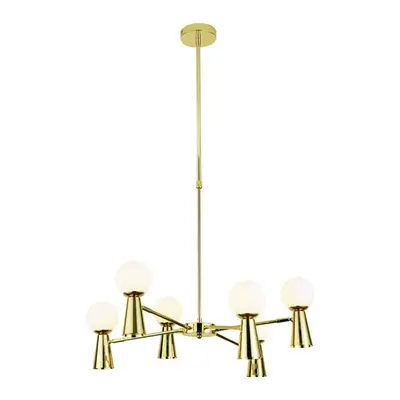 ACA Lighting závěsné svítidlo 6xG9+6xGU10 KIMOLOS zlatá kov + bílá D72X120CM OD94206PG