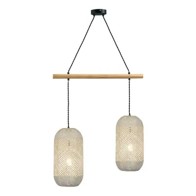 ACA Lighting závěsné svítidlo 2XE27 ratan + dřevo 60X20XH120CM COCONUT OD762P60RW