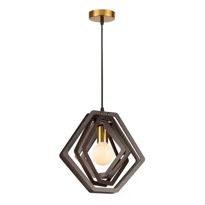 ACA Lighting závěsné svítidlo 1XE27 tmavě hnědá kůže MDF D34XH100CM TRITON ZM391P34WDL