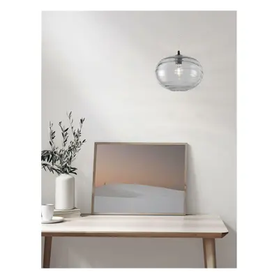 NOVA LUCE závěsné svítidlo EVLEEN matný černý kov a světle šedé sklo E27 1x12W 230V IP20 bez žár