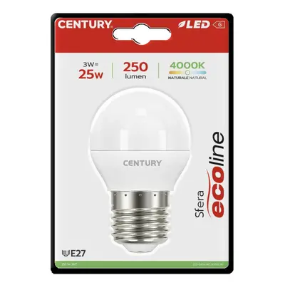 CENTURY LED ECOLINE MINI GLOBE 3W E27 4000K 220d