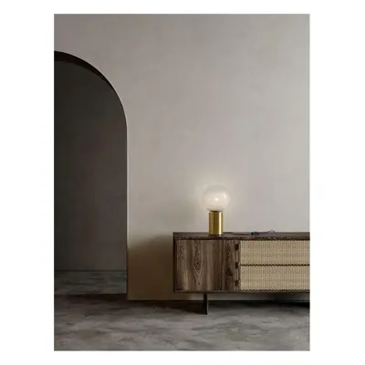 NOVA LUCE stolní lampa JIAN mosazný zlatý kov a bílé sklo s přechody E27 1x12W 230V IP20 bez žár