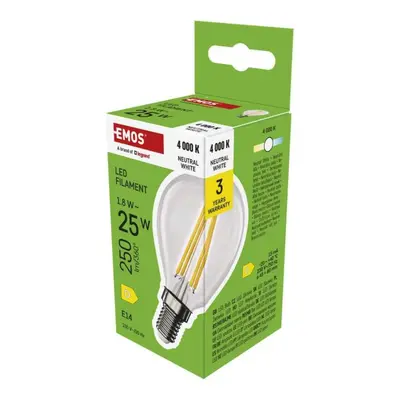 EMOS LED žárovka Filament Mini Globe / E14 / 1,8 W (25 W) / 250 lm / neutrální bílá ZF1D03