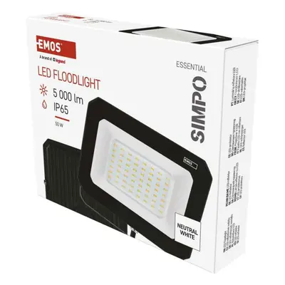 EMOS LED reflektor SIMPO 50 W, černý, neutrální bílá ZS2243