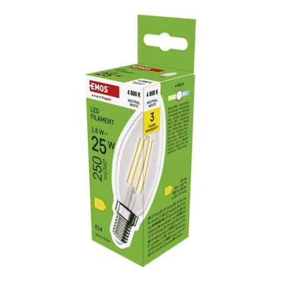 EMOS LED žárovka Filament svíčka / E14 / 1,8 W (25 W) / 250 lm / neutrální bílá ZF3D03